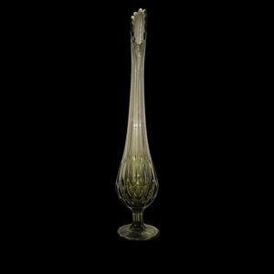 L.E. Smith Green Swung Glass Vase 18.5"
